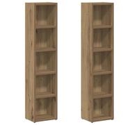 vidaXL Estanterías de CD 2 uds Madera Roble Artisan 21x16x93,5 cm, estantería, Estante para CD, Armario de CD, estantería para CD