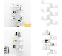 vidaXL Estanterías de esquina para pared, 2 unidades, blanco, 40x40x50 cm, material de madera. Estantería de pared, estanterías de pared, repisa de pared, repisas de pared