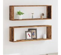 vidaXL Estanterías de pared 2 uds. Madera vieja 80 x 15 x 26 cm