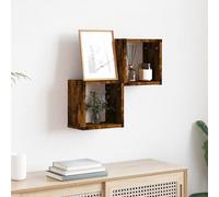 vidaXL Estanterías de pared 2 uds. Roble ahumado 26 x 15 x 26 cm