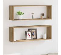 vidaXL Estanterías montadas en la pared Roble artesanal 2 uds 80 x 15 x 26 cm