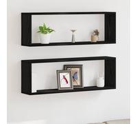 vidaXL Estanterías de pared 2 uds Montadas en la pared Roble negro 80 x 15 x 26 cm