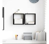 vidaXL Estanterías de pared 2 uds. Roble Negro Madera de ingeniería