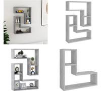 vidaXL Estanterías de pared, 2 unidades, color gris hormigón, 50x15x50 cm, material de madera. Estantería de pared, estanterías de pared, repisa de pared, repisas de pared