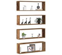vidaXL Estanterías de pared 4 uds. Madera vieja 80 x 15 x 26 cm
