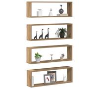 vidaXL Estanterías de pared montadas – 4 uds. Roble artesanal
