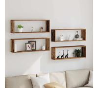 vidaXL Estanterías de pared 4 uds. de madera vieja 80 x 15 x 26 cm