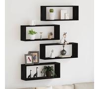 vidaXL Estanterías de pared montadas en la pared 4 uds Roble Negro