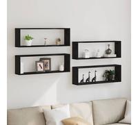 vidaXL Estanterías de pared 4 uds. Roble Negro 80 x 15 x 26 cm