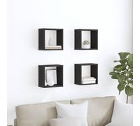 vidaXL Estanterías de pared 4 uds. Roble Negro Madera de ingeniería