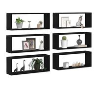 vidaXL Estanterías de pared 6 uds. Roble Negro 60 x 15 x 23 cm