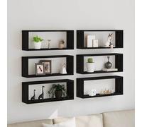 vidaXL Estanterías de pared 6 piezas rectangulares de madera 60 x 15 x 23 cm Roble Negro