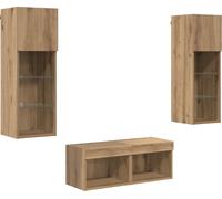 vidaXL Estanterías de pared tipo "TV", 4 unidades, color , aspecto de roble, material de madera