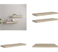 vidaXL Estanterías flotantes, 2 unidades, aspecto de roble, 80x23,5x3,8 cm, MDF - Estantería de pared - Estanterías de pared - Estantería de pared flotante - Estantería de pared suspendida