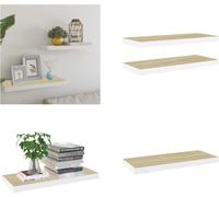 vidaXL Estanterías flotantes, 2 unidades, aspecto de roble y blanco, 60x23,5x3,8 cm, MDF - Estantería de pared - Estanterías de pared - Estantería de pared flotante - Estantería de pared suspendida