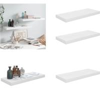 vidaXL Estanterías flotantes, 2 unidades, blanco brillante, 60x23,5x3,8 cm, MDF - Estantería de pared - Estanterías de pared - Estantería de pared flotante - Estantería de pared suspendida