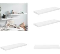 vidaXL Estanterías flotantes, 2 unidades, blanco brillante, 80x23,5x3,8 cm, MDF - Estantería de pared - Estanterías de pared - Estantería de pared flotante - Estantería de pared suspendida