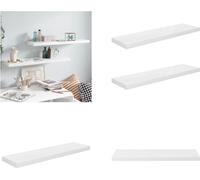 vidaXL Estanterías flotantes, 2 unidades, blanco brillante, 90x23,5x3,8 cm, MDF - Estantería de pared - Estanterías de pared - Estantería de pared flotante - Estantería de pared suspendida