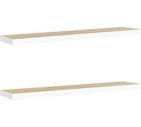 vidaXL Estanterías flotantes, 2 unidades, diseño imitación roble y blanco, 120x23,5x3,8 cm, MDF