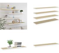 vidaXL Estanterías flotantes, 4 unidades, aspecto de roble y blanco, 120x23,5x3,8 cm, MDF - Estantería de pared - Estanterías de pared - Estantería de pared flotante - Estantería de pared suspendida