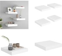 vidaXL Estanterías flotantes, 4 unidades, blanco, 23x23,5x3,8 cm, MDF - Estantería de pared - Estanterías de pared - Estantería de pared flotante - Estantería de pared suspendida
