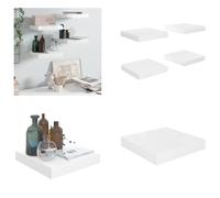 vidaXL Estanterías flotantes, 4 unidades, blanco brillante, 23x23,5x3,8 cm, MDF - Estantería de pared - Estanterías de pared - Estantería de pared flotante - Estantería de pared suspendida