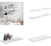 vidaXL Estanterías flotantes, 4 unidades, blanco brillante, 60x23,5x3,8 cm, MDF - Estantería de pared - Estanterías de pared - Estantería de pared flotante - Estantería de pared suspendida