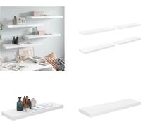 vidaXL Estanterías flotantes, 4 unidades, blanco brillante, 80x23,5x3,8 cm, MDF - Estantería de pared - Estanterías de pared - Estantería de pared flotante - Estantería de pared suspendida