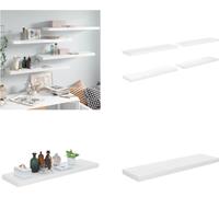vidaXL Estanterías flotantes, 4 unidades, blanco brillante, 90x23,5x3,8 cm, MDF - Estantería de pared - Estanterías de pared - Estantería de pared flotante - Estantería de pared suspendida