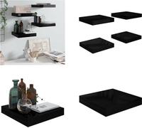 vidaXL Estanterías flotantes, 4 unidades, brillante, 23x23,5x3,8 cm, MDF - Estantería de pared - Estanterías de pared - Estantería de pared flotante - Estantería de pared suspendida