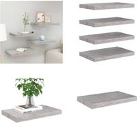 vidaXL Estanterías flotantes, 4 unidades, color gris cemento, 50x23x3,8 cm, MDF - Estantería de pared - Estanterías de pared - Estantería de pared flotante - Estantería de pared suspendida