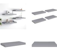 vidaXL Estanterías flotantes, 4 unidades, gris, 50x23x3,8 cm, MDF - Estantería de pared - Estanterías de pared - Estantería de pared flotante - Estantería de pared suspendida