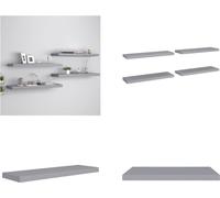 vidaXL Estanterías flotantes, 4 unidades, gris, 80x23,5x3,8 cm, MDF - Estantería de pared - Estanterías de pared - Estantería de pared flotante - Estantería de pared suspendida