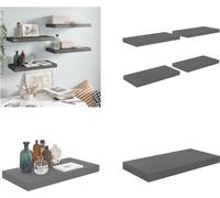 vidaXL Estanterías flotantes, 4 unidades, gris brillante, 50x23x3,8 cm, MDF - Estantería de pared - Estanterías de pared - Estantería de pared flotante - Estantería de pared suspendida