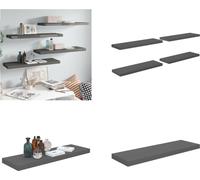 vidaXL Estanterías flotantes, 4 unidades, gris brillante, 80x23,5x3,8 cm, MDF - Estantería de pared - Estanterías de pared - Estantería de pared flotante - Estantería de pared suspendida