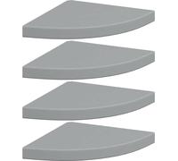 vidaXL Estanterías flotantes de esquina, juego de 4 unidades, color gris, 35x35x3,8 cm, MDF