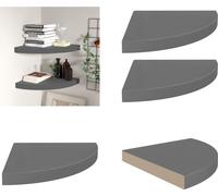 vidaXL Estanterías flotantes Eck, 2 unidades, gris brillante, 35x35x3,8 cm, MDF - Estantería de pared - Estanterías de pared - Estantería de pared flotante - Estantería de pared suspendida