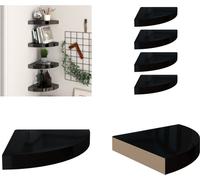 vidaXL Estanterías flotantes Eck, 4 unidades, brillante, 25x25x3,8 cm, MDF - Estantería de pared - Estanterías de pared - Estantería de pared flotante - Estantería de pared suspendida