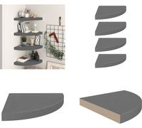 vidaXL Estanterías flotantes Eck, 4 unidades, gris brillante, 35x35x3,8 cm, MDF - Estantería de pared - Estanterías de pared - Estantería de pared flotante - Estantería de pared suspendida