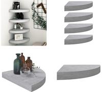 vidaXL Estanterías flotantes Eck, juego de 4 unidades, color gris hormigón, 35x35x3,8 cm, MDF - Estantería de pared - Estanterías de pared - Repisa de pared