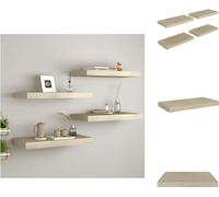 vidaXL Estanterías flotantes para pared, 4 unidades, color roble, 50x23x3,8 cm, MDF - Estanterías