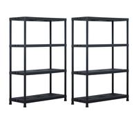 vidaXL Estanterías Plástico (2 unidades) Negro Repisa Mueble Organizador Dimensiones 60 x 30 x 138 cm (100 kg), 60 x 30 x 180 cm (125 kg), 80 x 40 x 138 cm (200 kg) y mas