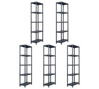 vidaXL Estanterías Plástico Negro Repisa Mueble Organizador (5 unidades) Dimensiones 60 x 30 x 138 cm, 60 x 30 x 180 cm