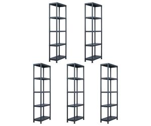 vidaXL Estanterías Plástico Negro Repisa Mueble Organizador (5 unidades) Dimensiones 60 x 30 x 138 cm, 60 x 30 x 180 cm