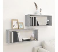vidaXL Estantes cúbicos de pared 2 uds madera gris Sonoma 60x15x23 cm