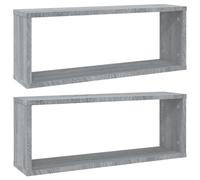 Vidaxl Estantes Cúbicos de Pared 2 Uds Madera 60x15x23cm Roble Ahumado Sonoma gray