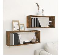 vidaXL Estantes cúbicos de pared 2 uds madera roble ahumado 60x15x23cm