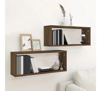 vidaXL Estantes cúbicos de pared 2 uds madera roble marrón 60x15x23 cm