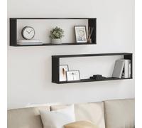 vidaXL Estantes cúbicos de pared 2 uds roble negro 100x15x30 cm