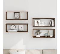 vidaXL Estantes cúbicos de pared 4 uds madera roble ahumado 60x15x23cm